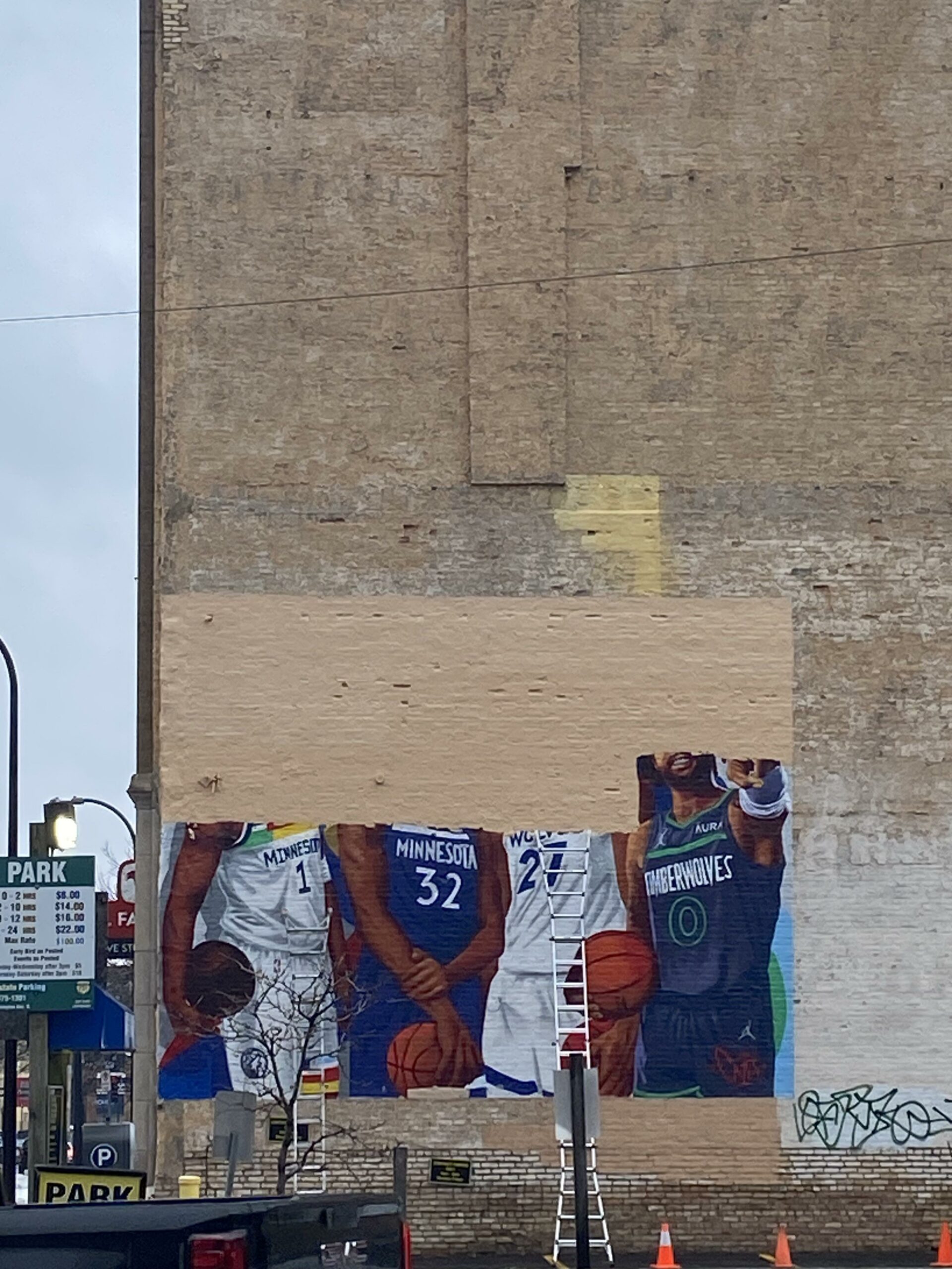 Painting over the mural downtown 👀 Love NBA