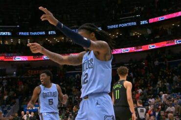 Ja Morant does gun shooting celebration after dagger dunk vs Pelicans 😭