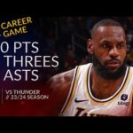 LeBron James 40 pts 5 threes 7 asts vs Thunder 23/24 season