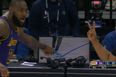 LeBron James can't believe refs called his game tying 3 a 2 vs Timberwolves