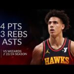 Jalen Johnson 24 pts 13 rebs 4 asts vs Wizards 23/24 season