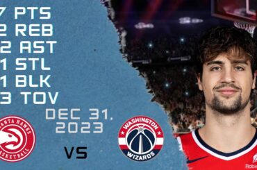 Deni Avdija player Highlights WIZARDS vs HAWKS NBA Regular season game 31-12-2023