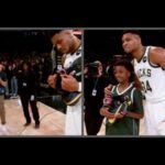 Giannis Antetokounmpo autographs his shoes to give to a young Milwaukee  Bucks fan!!