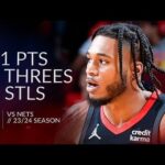 Cam Whitmore 11 pts 3 threes 2 stls vs Nets 23/24 season