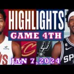 Cleveland Cavaliers VS San Antonio Spurs GAME 4TH JAN 7, 2024 Highlights | NBA Season