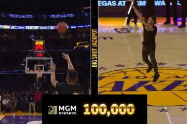 LAKERS FAN DRILLS $100,000 HALF COURT SHOT 💰🚨