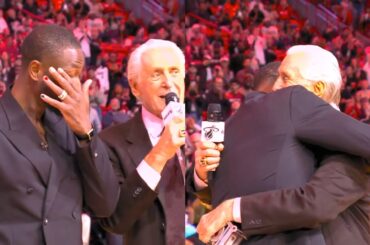 Pat Riley surprises Dwyane Wade with statue outside Miami Heat arena