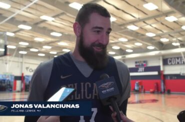 Jonas Valanciunas talks mid-season thoughts, chemistry | Pelicans-Hornets Shootaround 1/17/2024