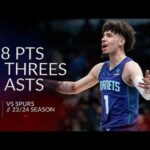 LaMelo Ball 28 pts 4 threes 8 asts vs Spurs 23/24 season