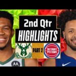 Milwaukee Bucks vs Detroit Pistons 2nd QTR - PART 2 Highlights | Jan 22 | 2024 NBA Season