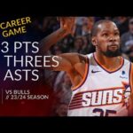 Kevin Durant 43 pts 6 threes 8 asts vs Bulls 23/24 season