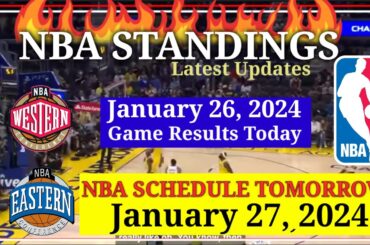 NBA STANDINGS TODAY as of January 26, 2024 | GAME RESULTS TODAY | NBA SCHEDULE January 27, 2024