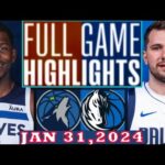 Minnesota Timberwolves vs Dallas Mavericks  FULLGAME Qtr JAN 31, 2024 Highlights | NBA Season