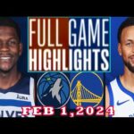 Golden State Warriors vs Minnesota Timberwolves FULLGAME Qtr  Feb 1, 2024 Highlights | NBA Season