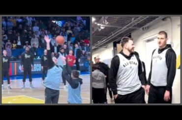 Nikola Jokić and Luka Dončić shooting around playing the game knockout after NBA All Star practice!!