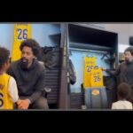 The Lakers surprised Spencer Dinwiddie’s son with a mini version of his dad’s jersey!!