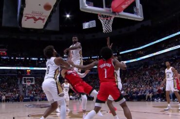 Zion Williamson blocks it into the stands | Pelicans vs Rockets Highlights 2/22/2023