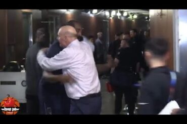 Los Angeles Clippers Owner Steve Ballmer Hugs James Harden After Clippers Win Over Wizards. HoopJab