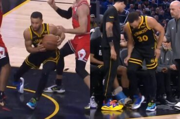 Stephen Curry yells in pain after ankle injury vs Bulls and limps to locker room 😳