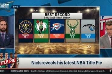 FIRST THINGS FIRST| Nick Wright reveals his latest NBA title pie: 1. Nuggets; 2. Celtics; 3. Thunder