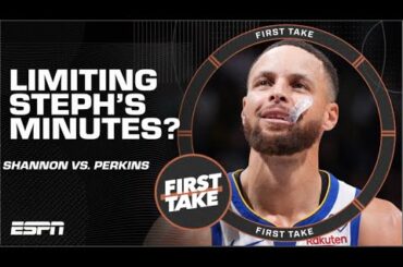 Shannon Sharpe & Kendrick Perkins DO NOT see eye-to-eye over Steph Curry’s minutes ⏰ | First Take