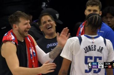 Luka Doncic pranks Derrick Jones Jr mid-game and Mark Cuban loved it 😂