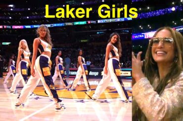 Jennifer Lopez & Ben Affleck watch the Laker Girls "JLo Remix" dance performance 3/16/24 NBA Dancers