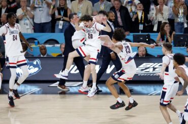 Final seconds and celebration from UConn's second men's basketball title in a row