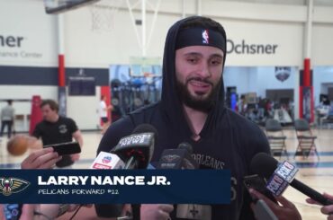 Larry Nance Jr. talks Zion Williamson injury, game vs Sacramento Kings | Pelicans Practice 4/18/24