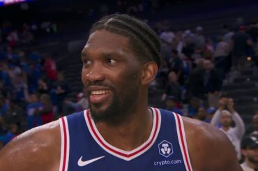 Joel Embiid & Nic Batum talk advancing to Playoffs & Win vs Heat, Postgame Interview