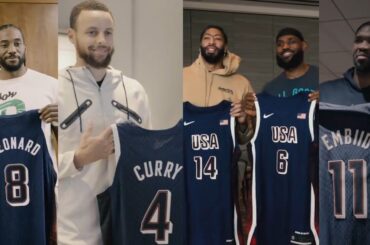 Team USA players receive their jersey's for 2024 Olympics in Paris