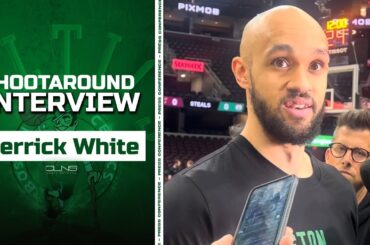 Derrick White Reacts to Kristaps Porzingis Shooting | Celtics Pregame Interview