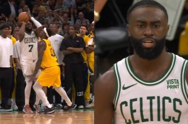 Jaylen Brown hits INSANE 3 to force OT in Game 1 vs Pacers 😱