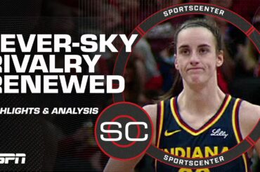 Caitlin Clark reacts to Chennedy Carter hard foul in Fever's FIRST home win over Sky | SportsCenter