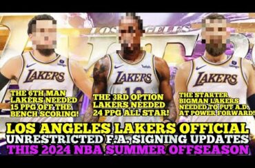 LOS ANGELES LAKERS OFFICIAL TOP UNRESTRICTED FREE AGENT SIGNING UPDATES THIS 2024 NBA OFFSEASON