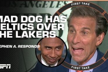 LOOK AT ME! 🗣️ Mad Dog challenges Stephen A.'s Lakers-Celtics argument 🍿 | First Take
