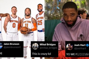 Mikal Bridges, Jalen Brunson and Josh Hart react to Mikal Bridges trade to Knicks