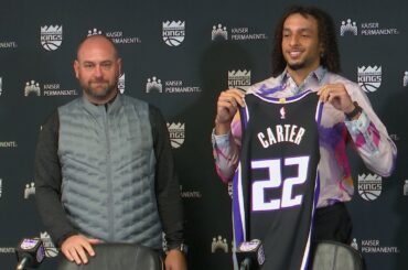 Kings draft pick Devin Carter introduced by GM Monte McNair at press conference in Sacramento
