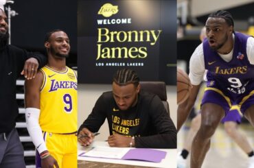 FIRST LOOK at Bronny James in Lakers uniform and signs 4 year contract