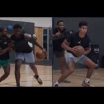 Jaren Jackson Jr and Phoenix Suns Rookie Oso Ighodaro working with Chris Johnson in the post!!