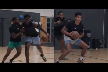 Jaren Jackson Jr and Phoenix Suns Rookie Oso Ighodaro working with Chris Johnson in the post!!