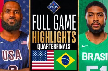 USA vs Brazil Quarterfinals Highlights - 2024 OLYMPICS 🥇#paris2024 #olympics #basketball