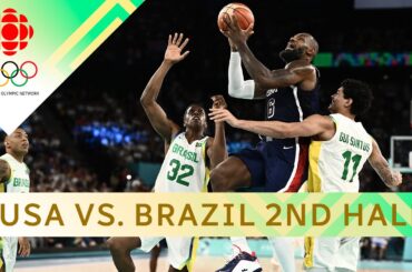 USA vs. Brazil men's quarter-final basketball FULL SECOND HALF | #paris2024