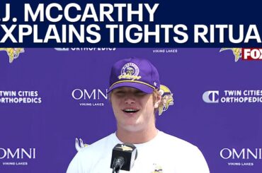 J.J. McCarthy explains why he keeps his tights on after a bad practice