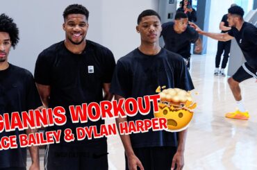 Giannis Antetokounmpo, Ace Bailey,  and Dylan Harper Exclusive NBA workout