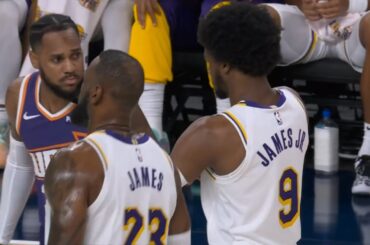 LeBron and Bronny James share the court for the first time in the NBA 🙌