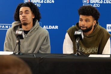 Jamal Murray and Julian Strawther Postgame Press Conference vs. Celtics 10/6/24 🎙 | Abu Dhabi Games