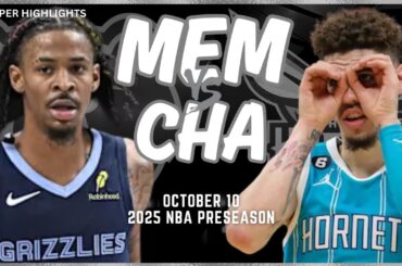 Memphis Grizzlies vs Charlotte Hornets Full Game Highlights | Oct 10 | 2024-25 NBA Preseason