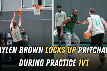 Jaylen Brown LOCKS UP Payton Pritchard during practice 1v1