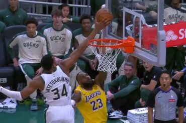 Giannis CRAZY Chase down block on LeBron James! Lakers vs Bucks